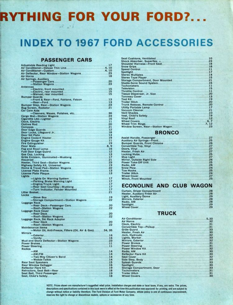 1967 Ford Accessories Brochure